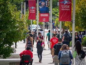 A busy day on Auraria Campus.