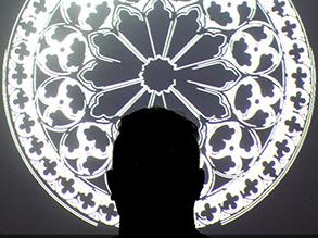 Mandala window with Faculty member's silhouette